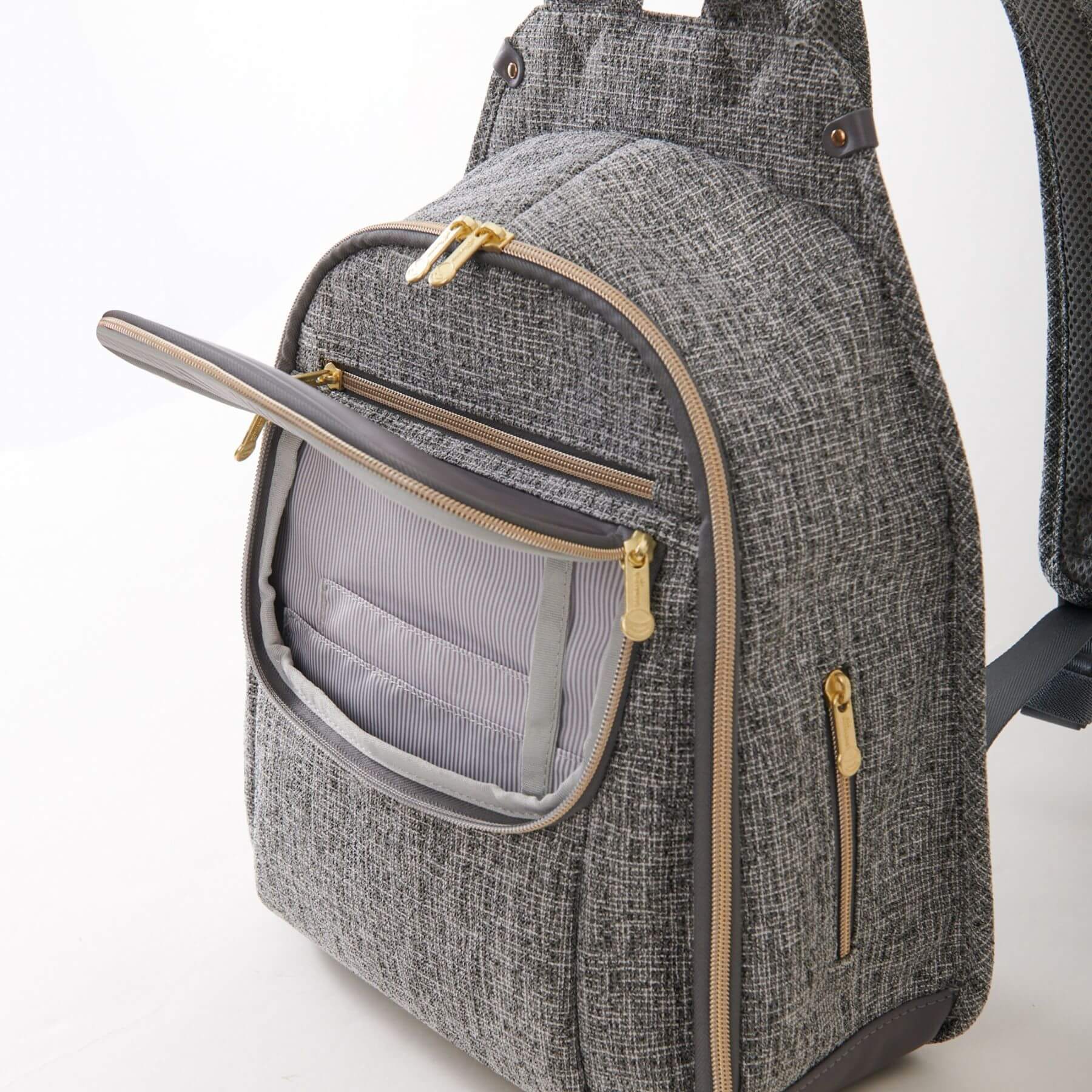 Sunveno Tweed Luxe Diaper Bag Backpack - Gray