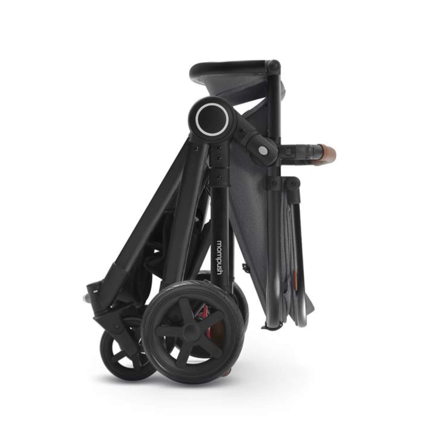 Folded Mompush Ultimate 2 Stroller Black