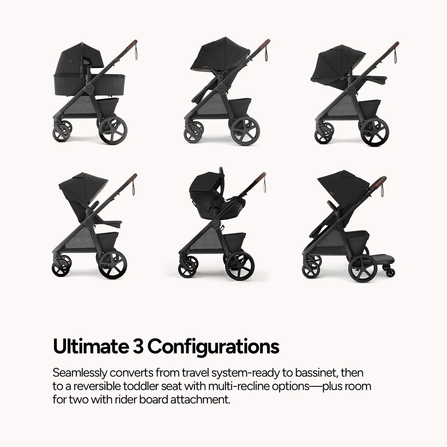 Mompush Ultimate 3 - Midnight in various configurations on a white background