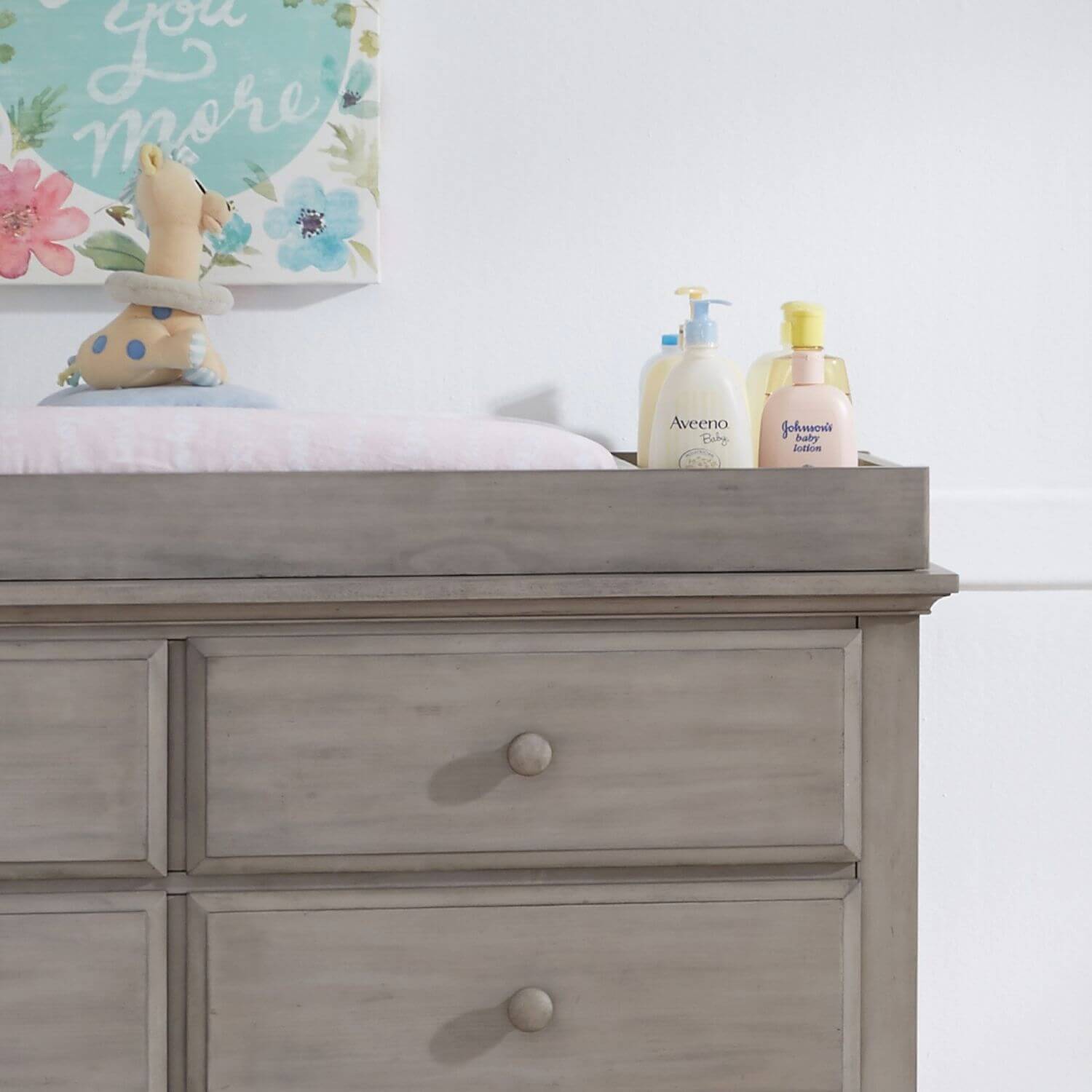 Oxford Baby Universal Changing Topper | Stone Wash |  Kenilworth 6-Drawer Dresser