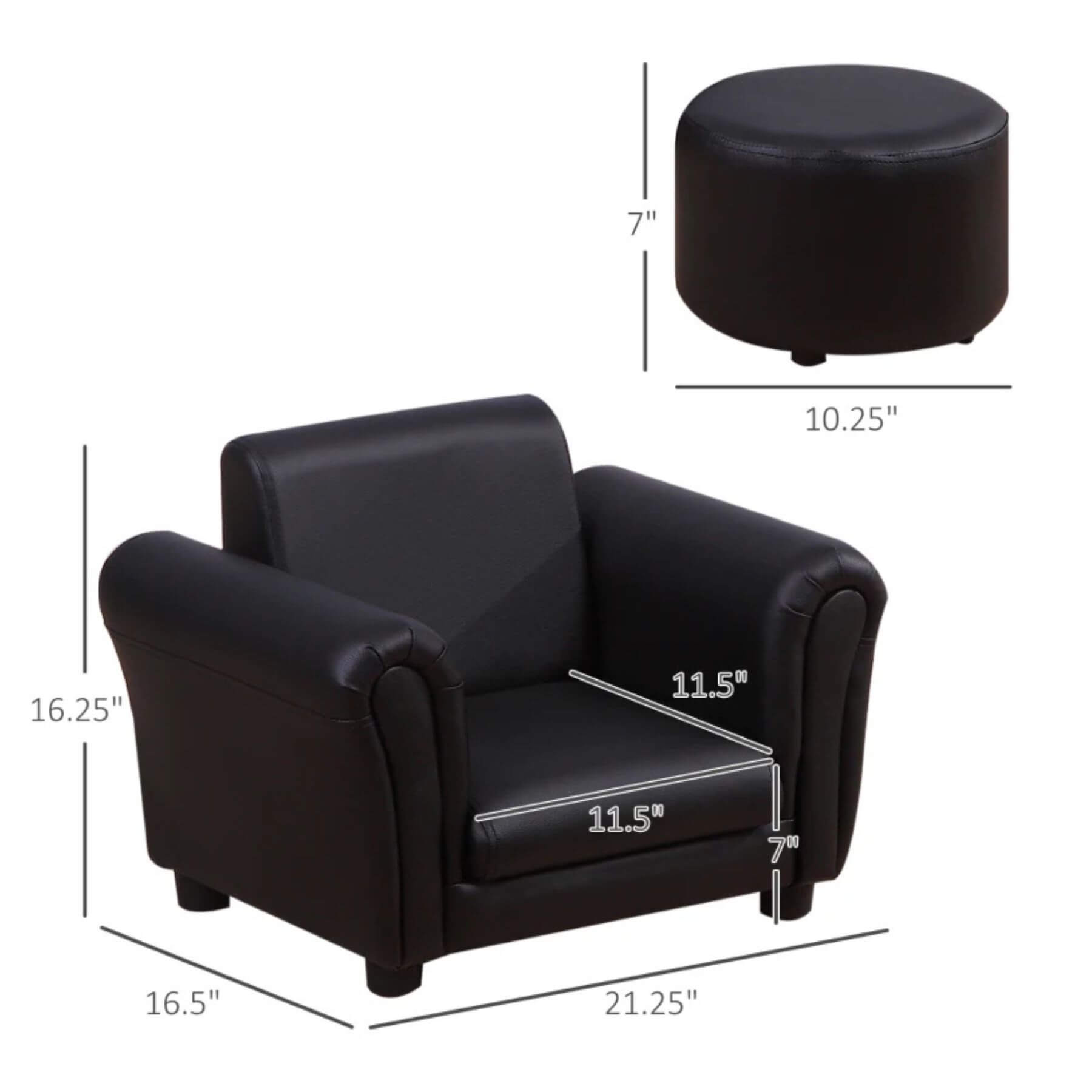 Qaba Upholstered Armchair for Kids 18M+ Black