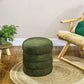 HOMCOM Round Ottoman, Upholstered Foot Stool with Steel Frame, Green