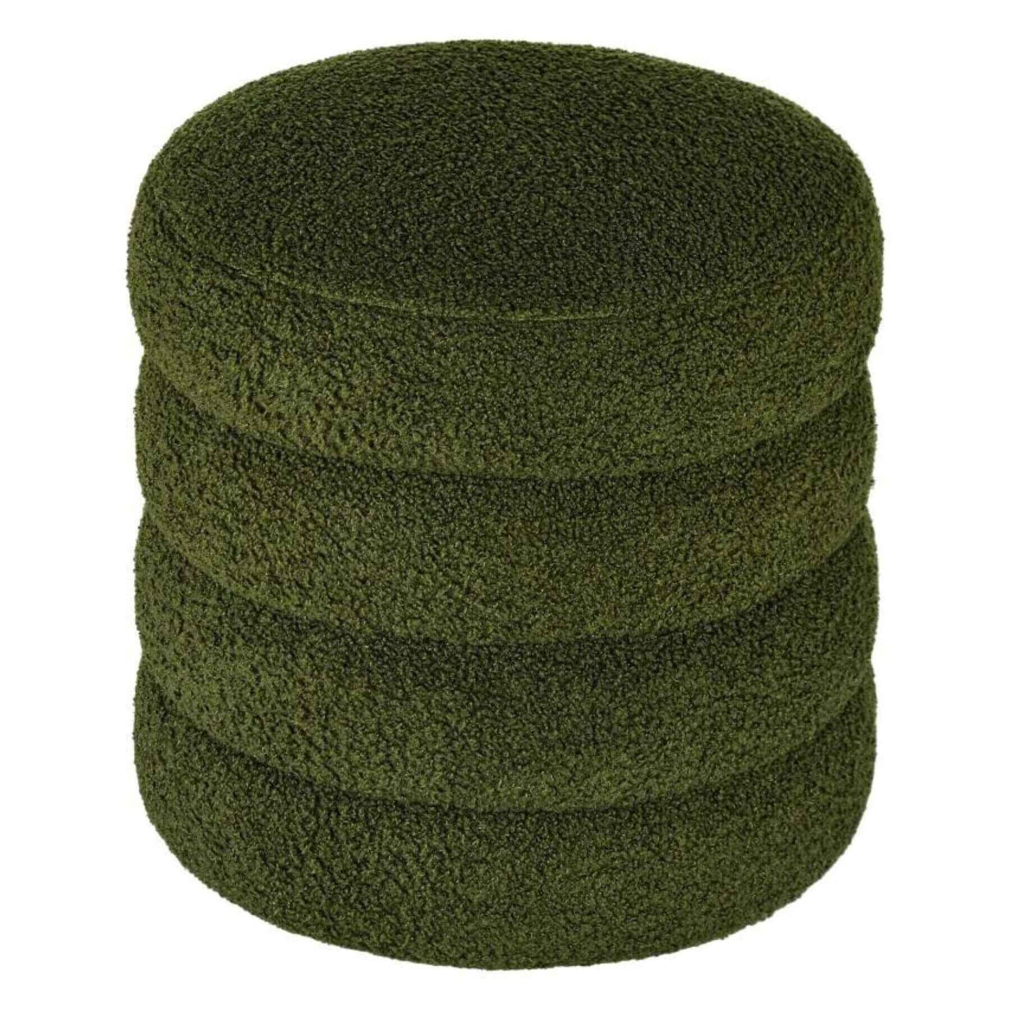 HOMCOM Round Ottoman, Upholstered Foot Stool with Steel Frame, Green