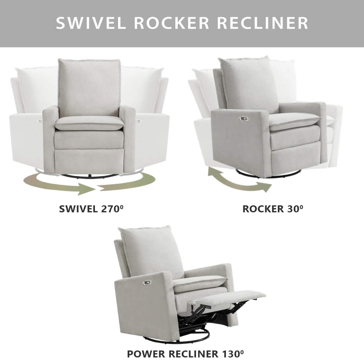 Uptown Power Recliner - Sand angles shown.