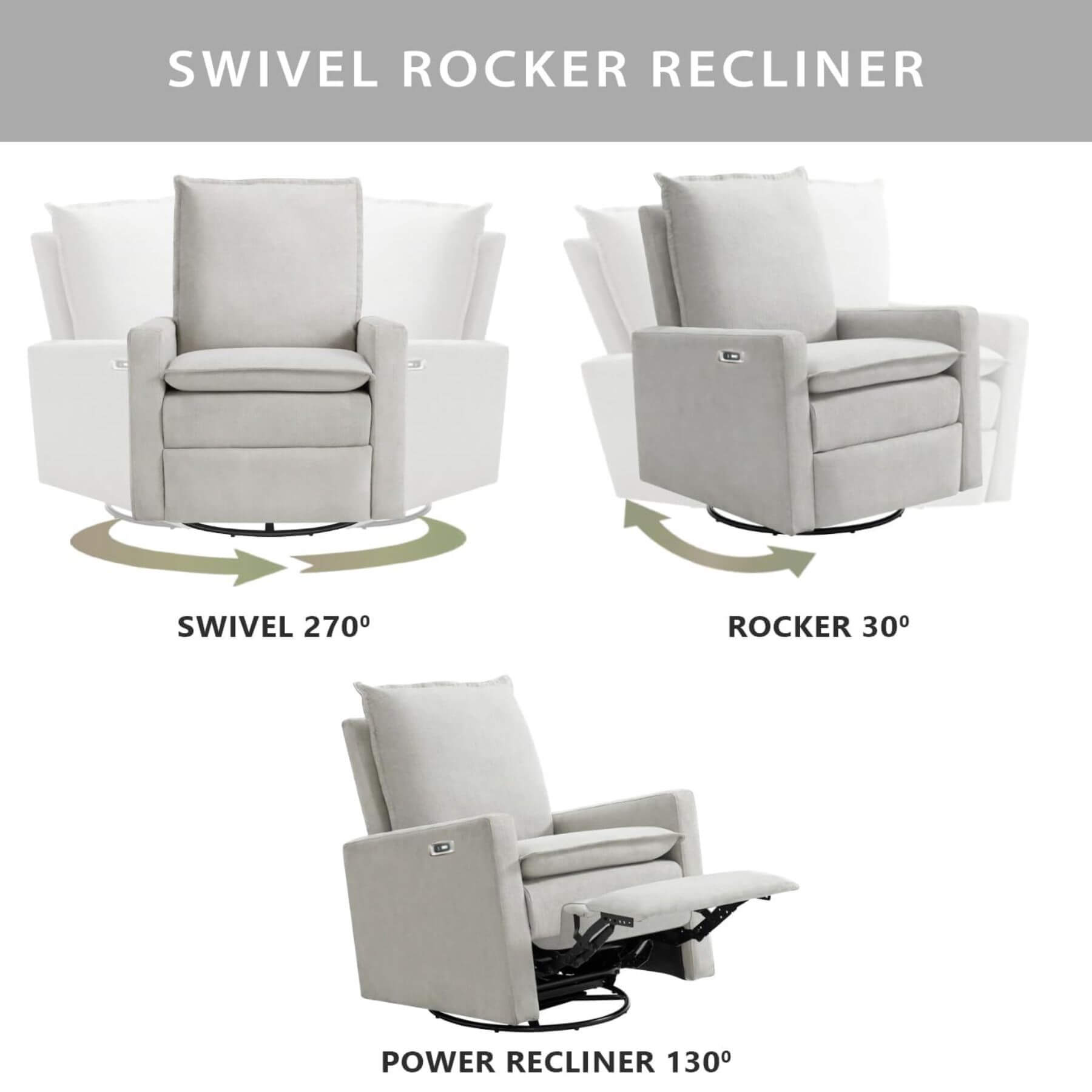 Uptown Power Recliner - Sand angles shown.
