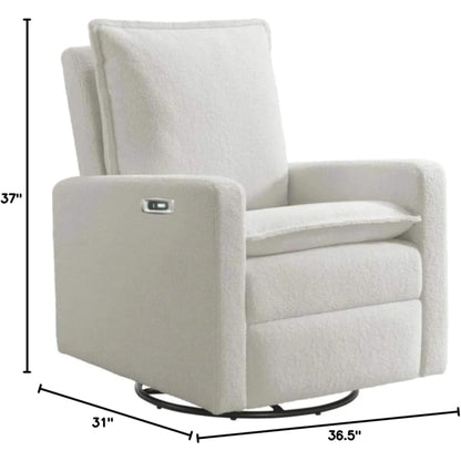 Uptown Power Recliner with dimensions on a white background