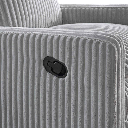 Detail of Uptown Nursery Swivel Rocker and Recliner in Corduroy Ash Gray