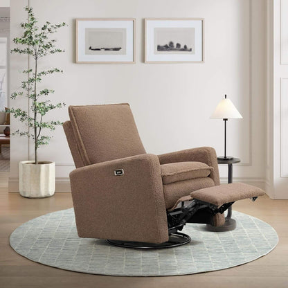 Uptown Power Recliner - Teddy Brown in a living room setting with a plant and lamp.
