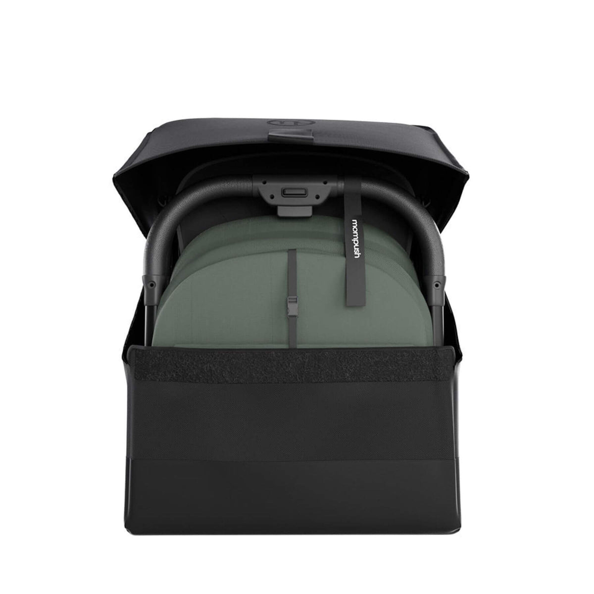 A stroller in Velo Travel Bag, shown from the front against a solid white background.