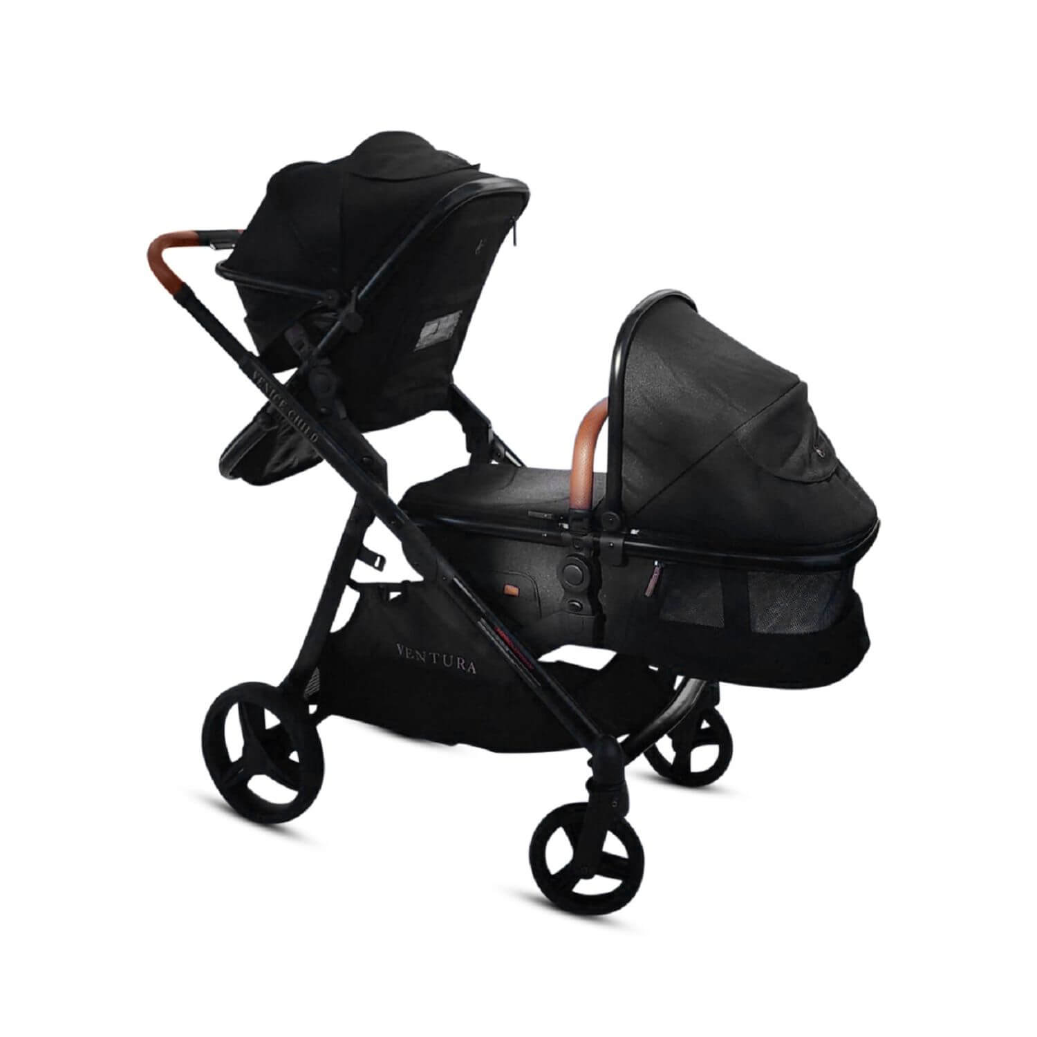 Venice Child Ventura Single to Double Stroller & 2nd Toddler Seat | Midnight