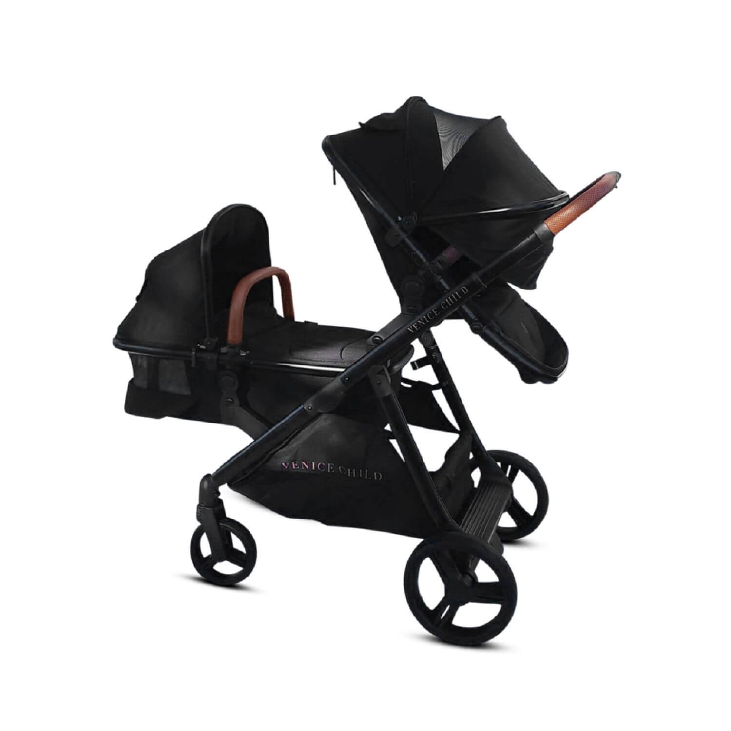 Venice Child Ventura Single to Double Stroller & 2nd Toddler Seat | Midnight