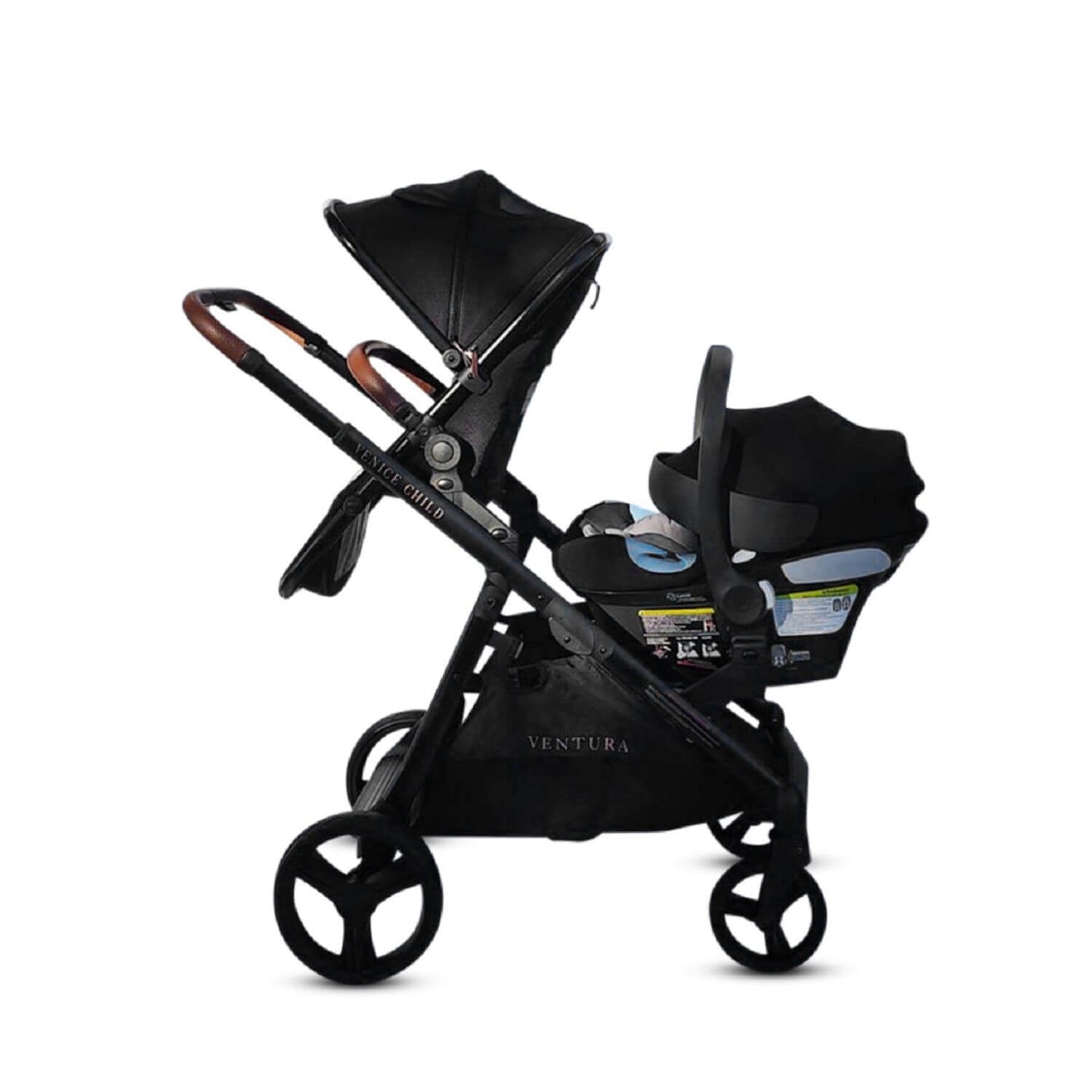 Venice Child Ventura Single to Double Stroller & 2nd Toddler Seat | Midnight