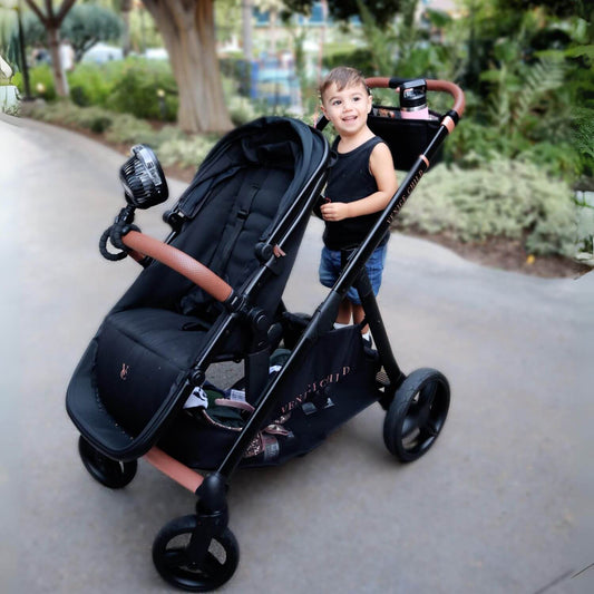 Venice Child Ventura Single to Double Stroller & 2nd Toddler Seat | Shadow - Lifestyle