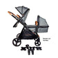 Venice Child Ventura Single to Double Stroller & 2nd Toddler Seat | Shadow - w/ Bassinet