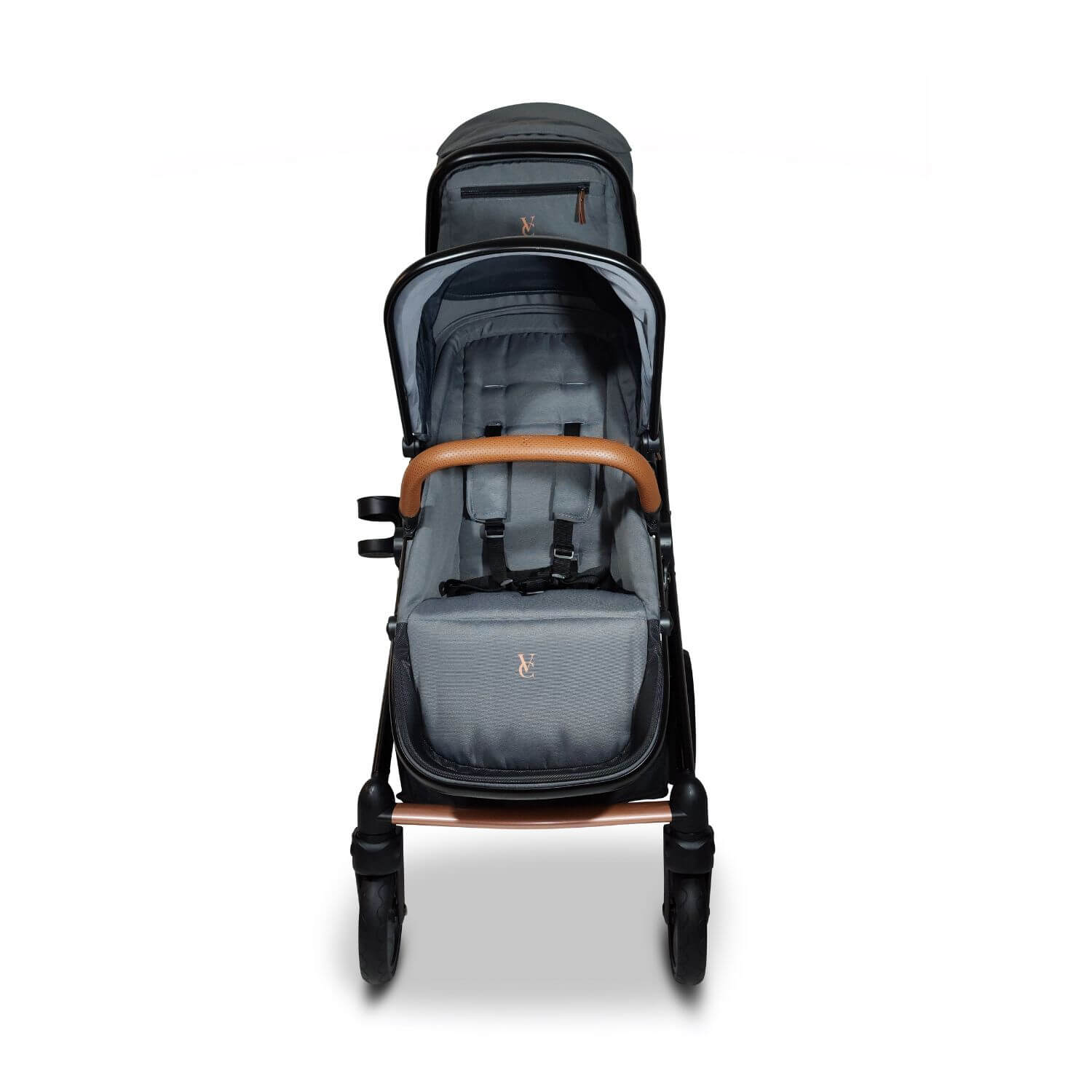 Venice Child Ventura Single to Double Stroller & 2nd Toddler Seat | Shadow - Front