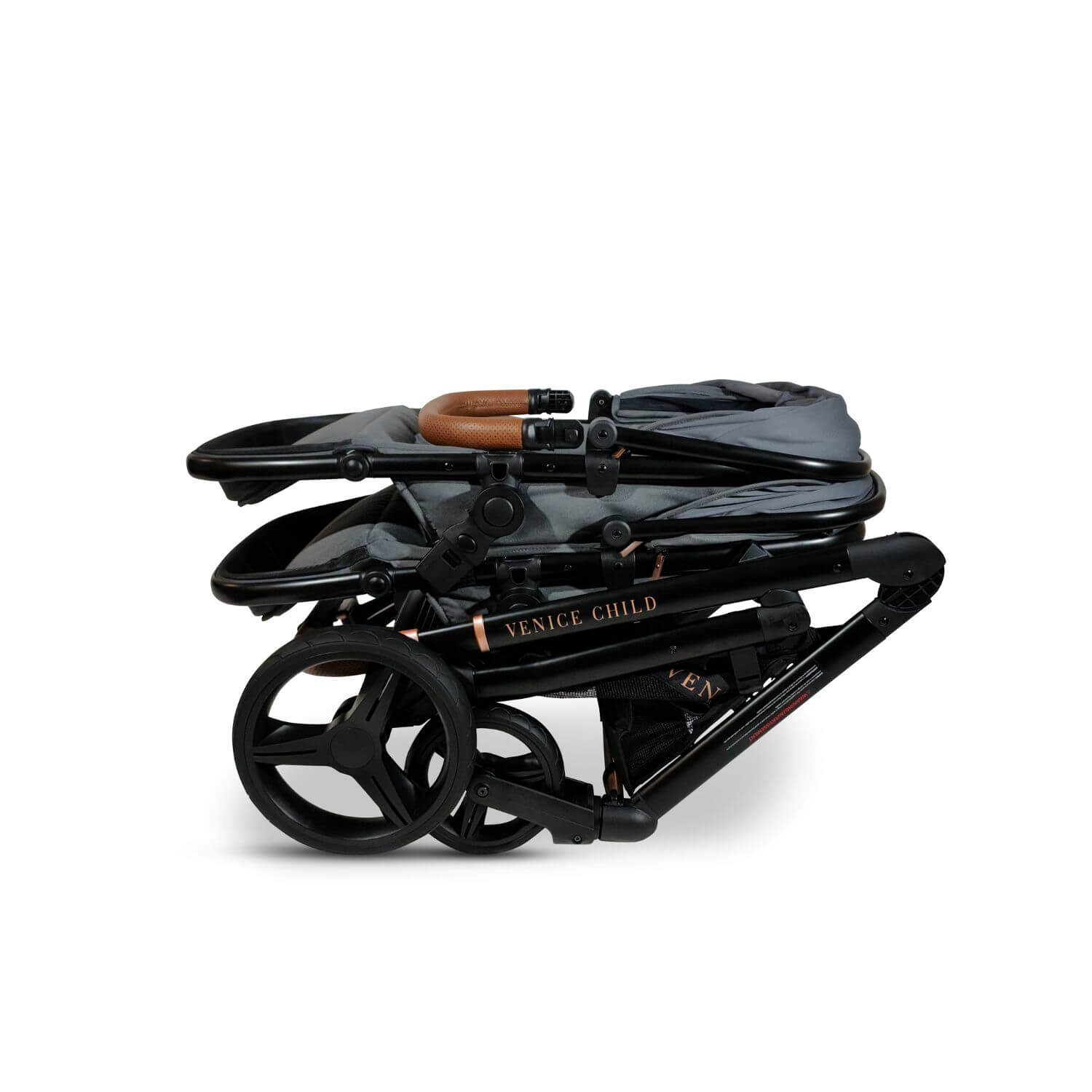 Venice Child Ventura Single to Double Stroller & Bassinet | Shadow - Folded