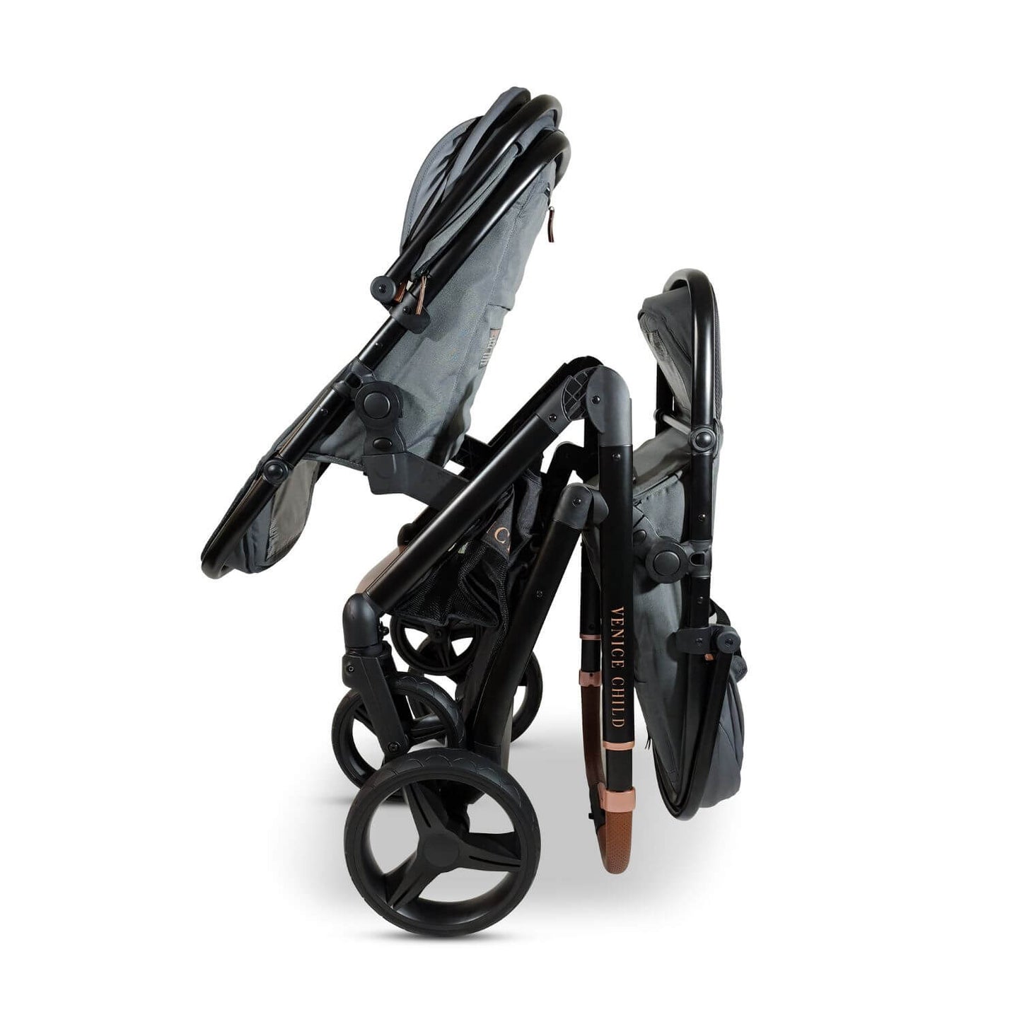 Venice Child Ventura Single to Double Sit-And-Stand Stroller | Shadow - Folded