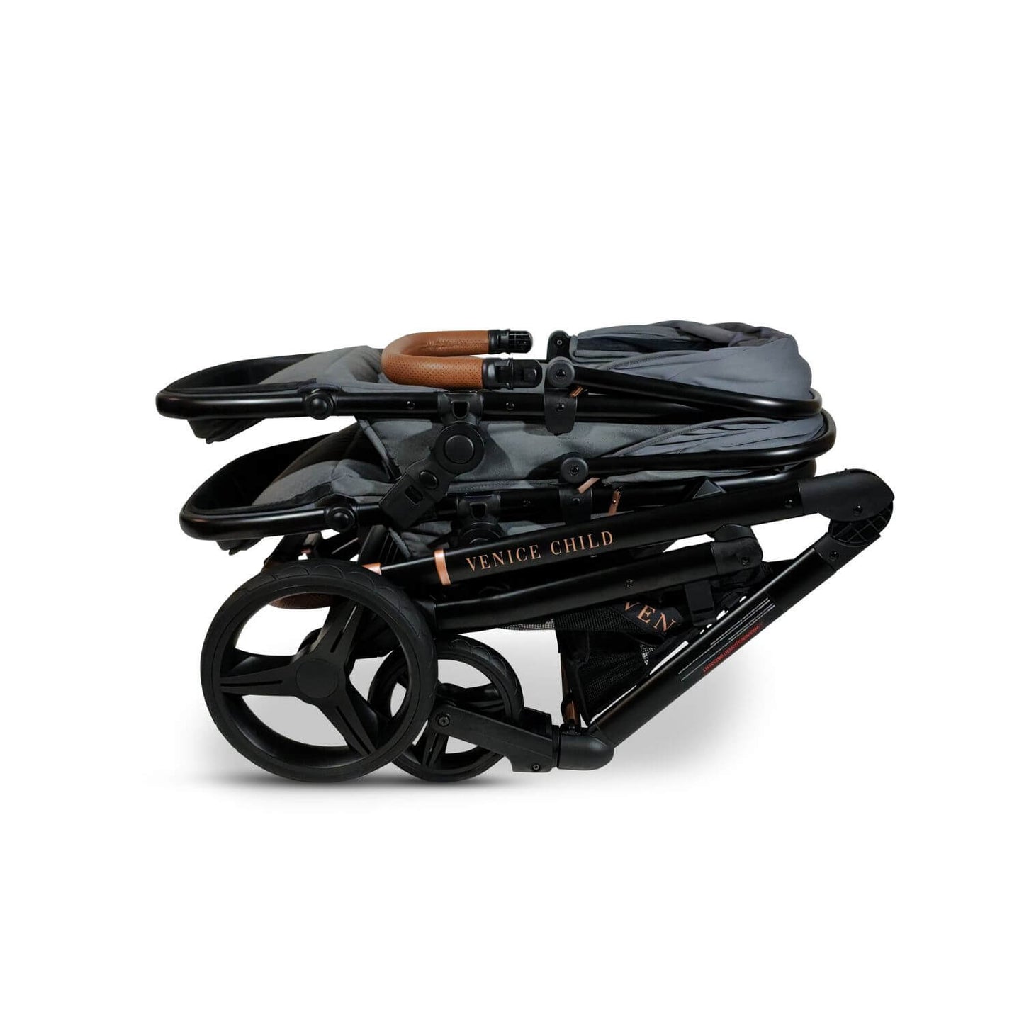 Venice Child Ventura Single to Double Sit-And-Stand Stroller | Shadow - Folded