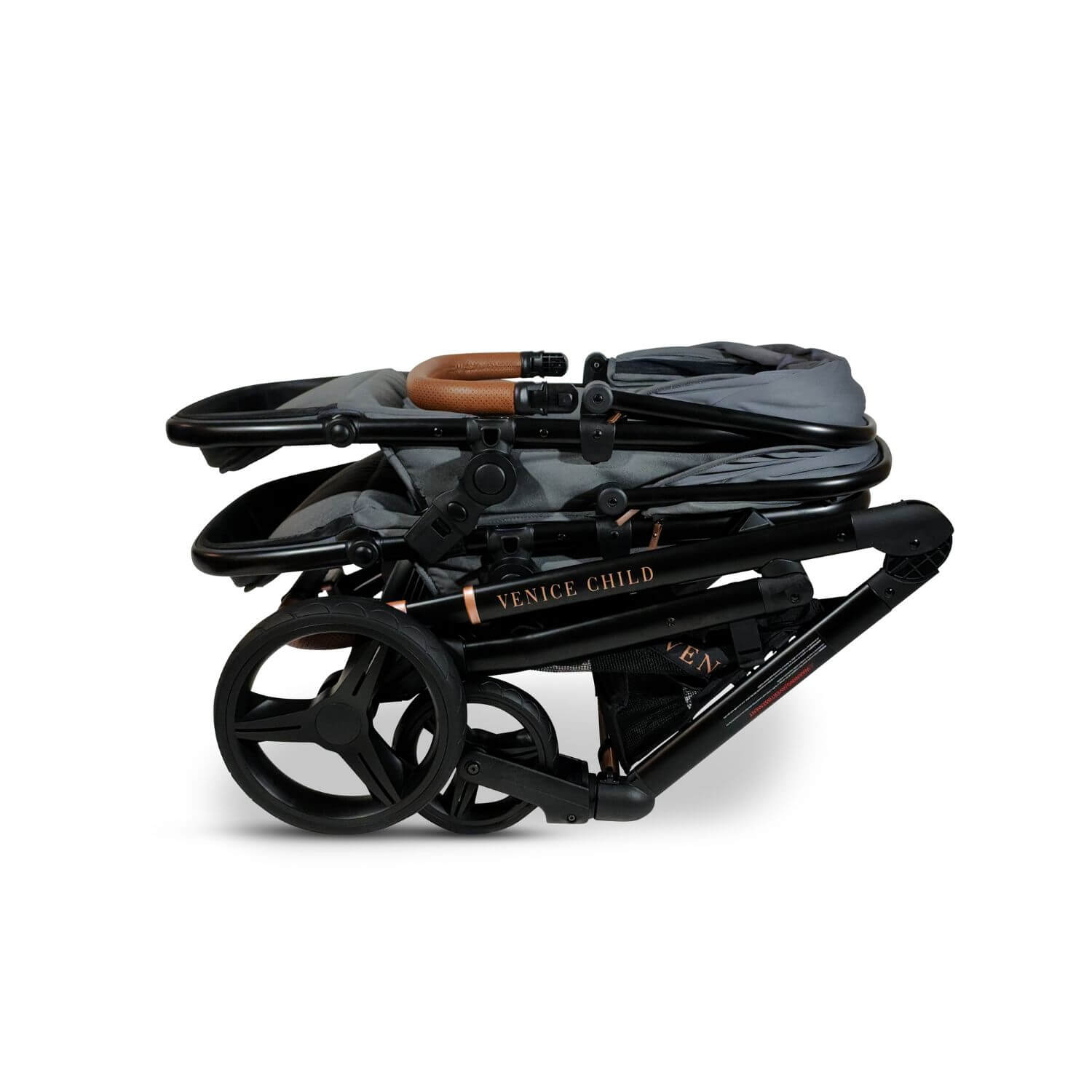 Venice Child Ventura Single to Double Sit-And-Stand Stroller | Shadow - Folded