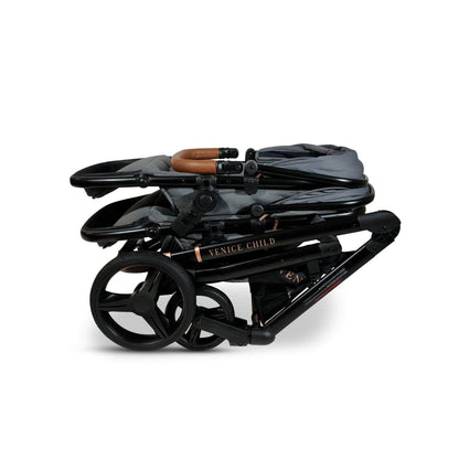 Venice Child Ventura Single to Double Sit-And-Stand Stroller | Shadow - Folded
