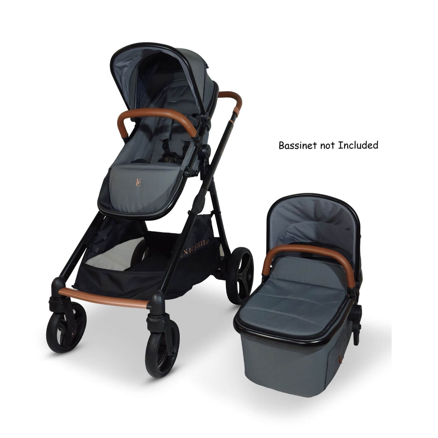 Venice Child Ventura Single to Double Sit-And-Stand Stroller | Shadow - w/ Bassinet