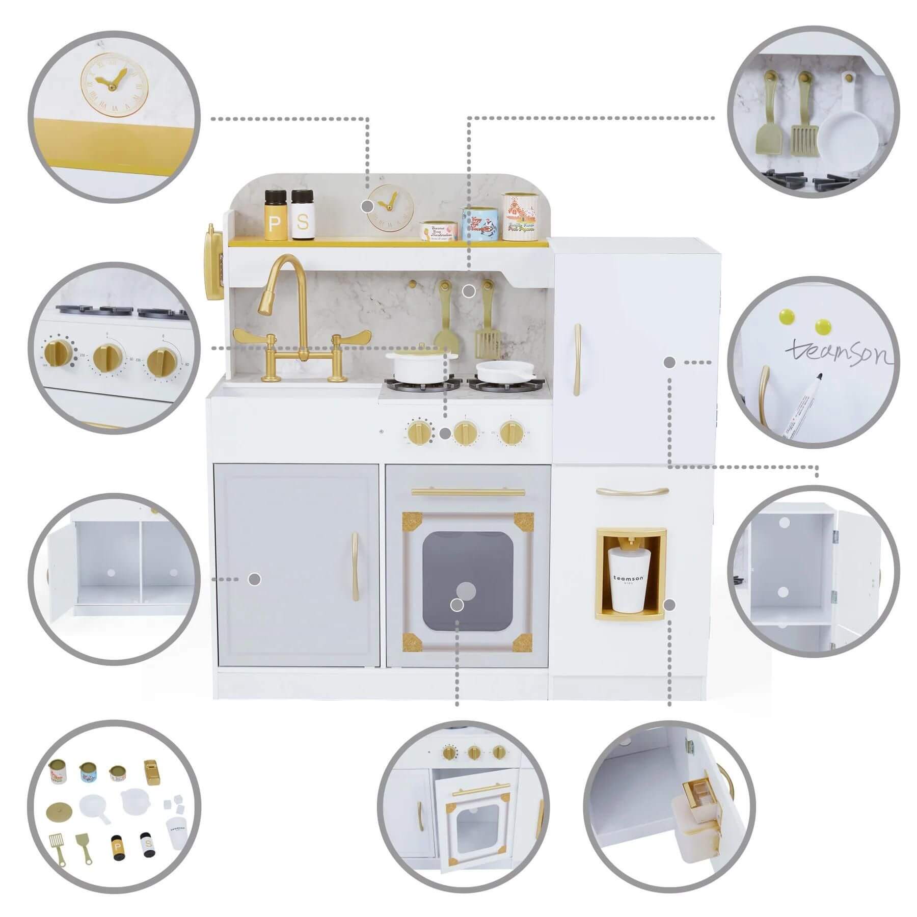 Teamson Kids Versailles Play Kitchen with Refrigerator White