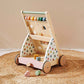 Tiny Land® Versatile Natural Wooden Baby Walker on a beige background