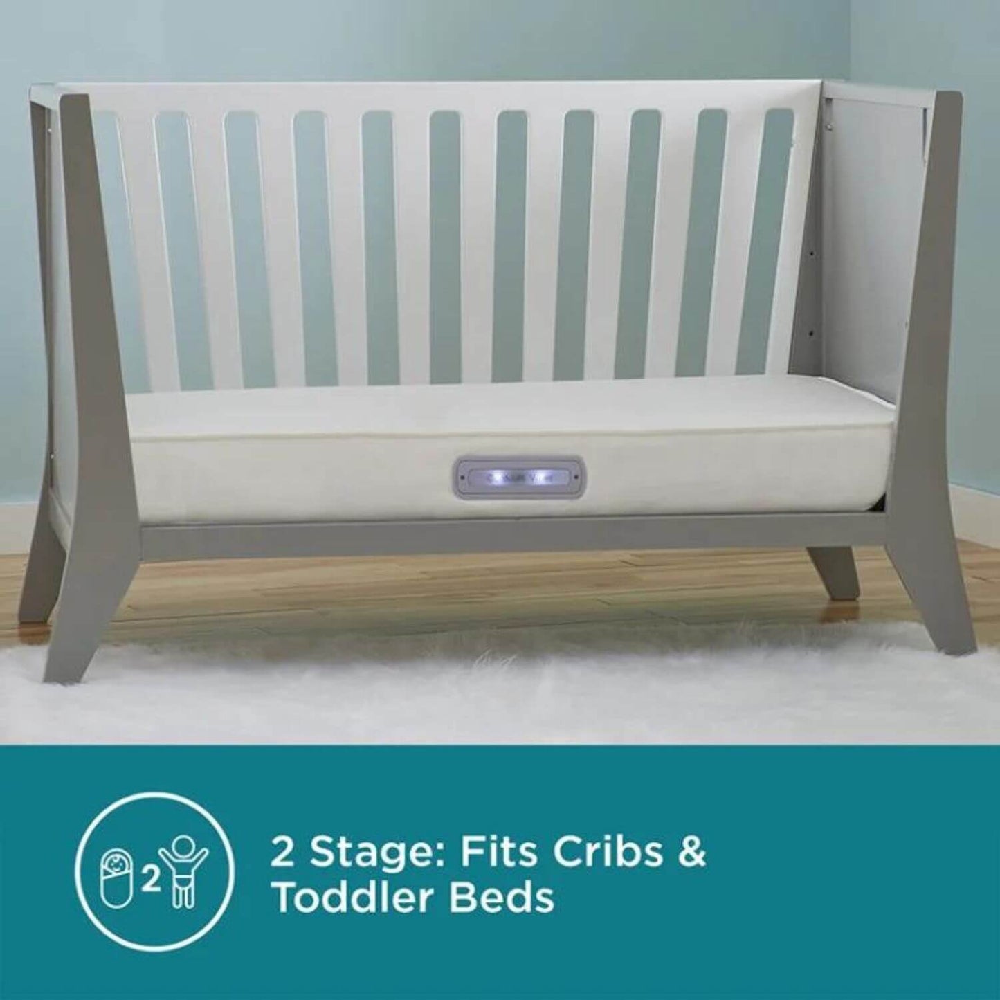 Contours Vibes 2-Stage Soothing Vibrations Crib and Toddler Mattress - Deetail