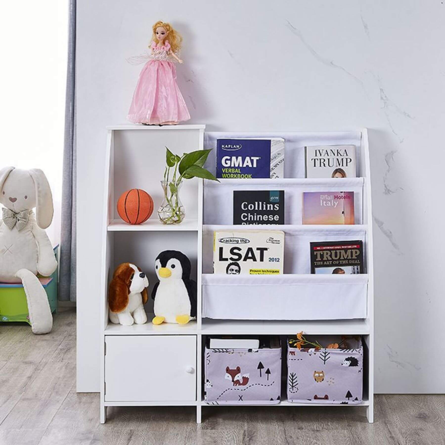 Victoria Kids Bookcase with Toy Storage with books & toys