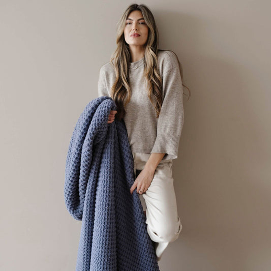 Saranoni Waffle Knit XL Throw Blanket - Oxford