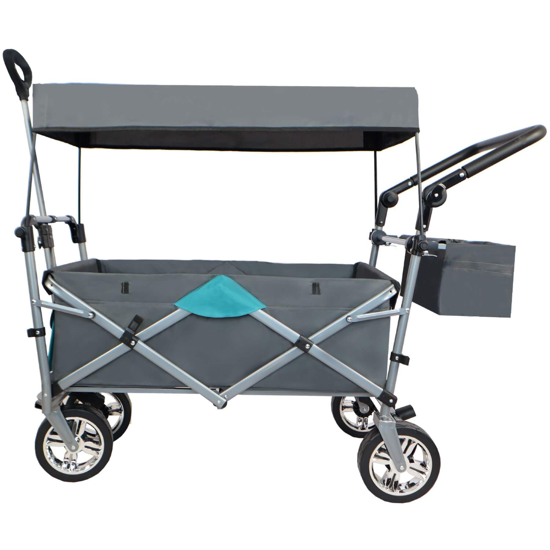 Wagonpro Epert Push & Pull Utility Folding Wagon - Gray Oxford Fabric