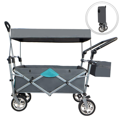 Wagonpro Epert Push & Pull Utility Folding Wagon - Gray Oxford Fabric