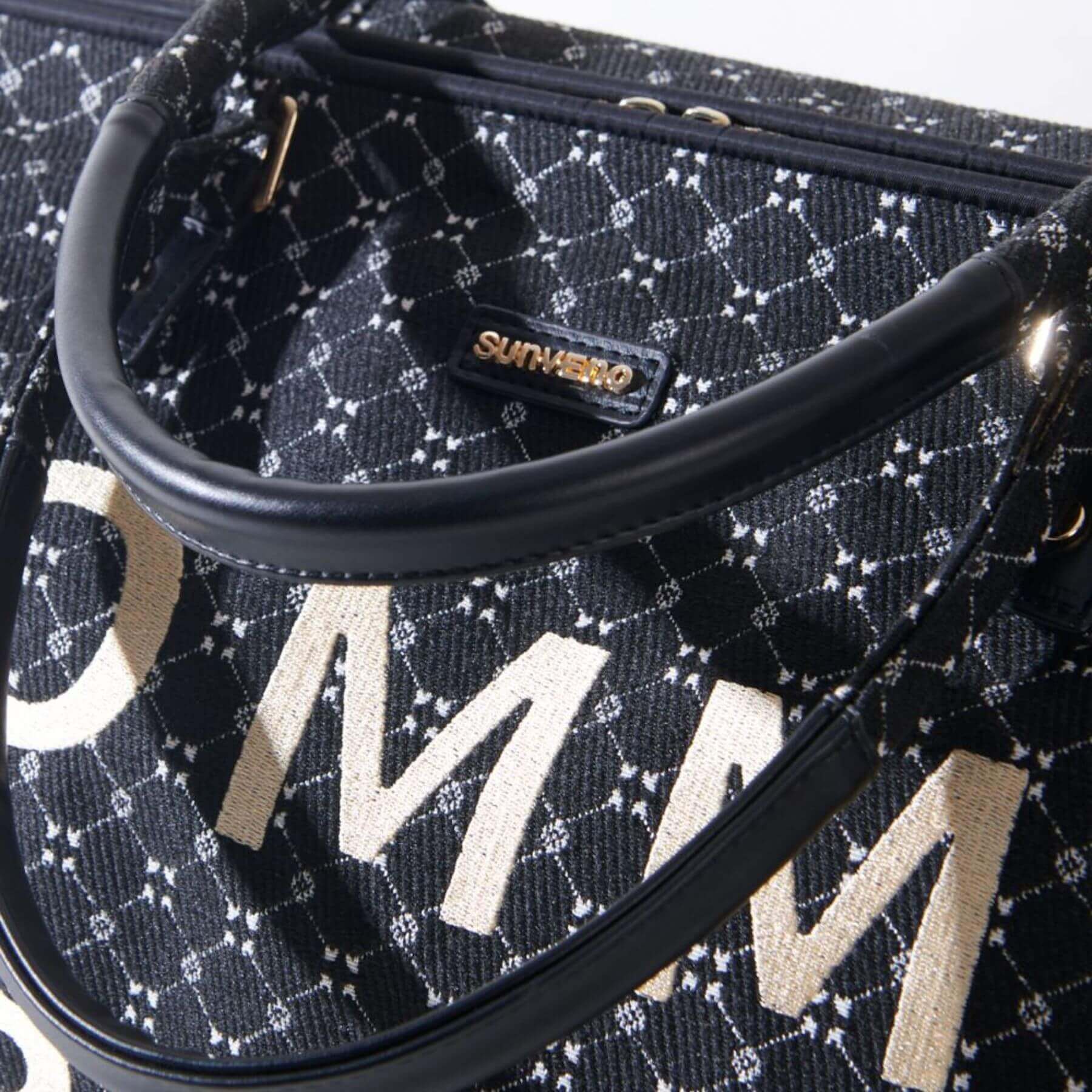 Close-up of Sunveno Weekender Mommy Bag Travel Duffle - Black