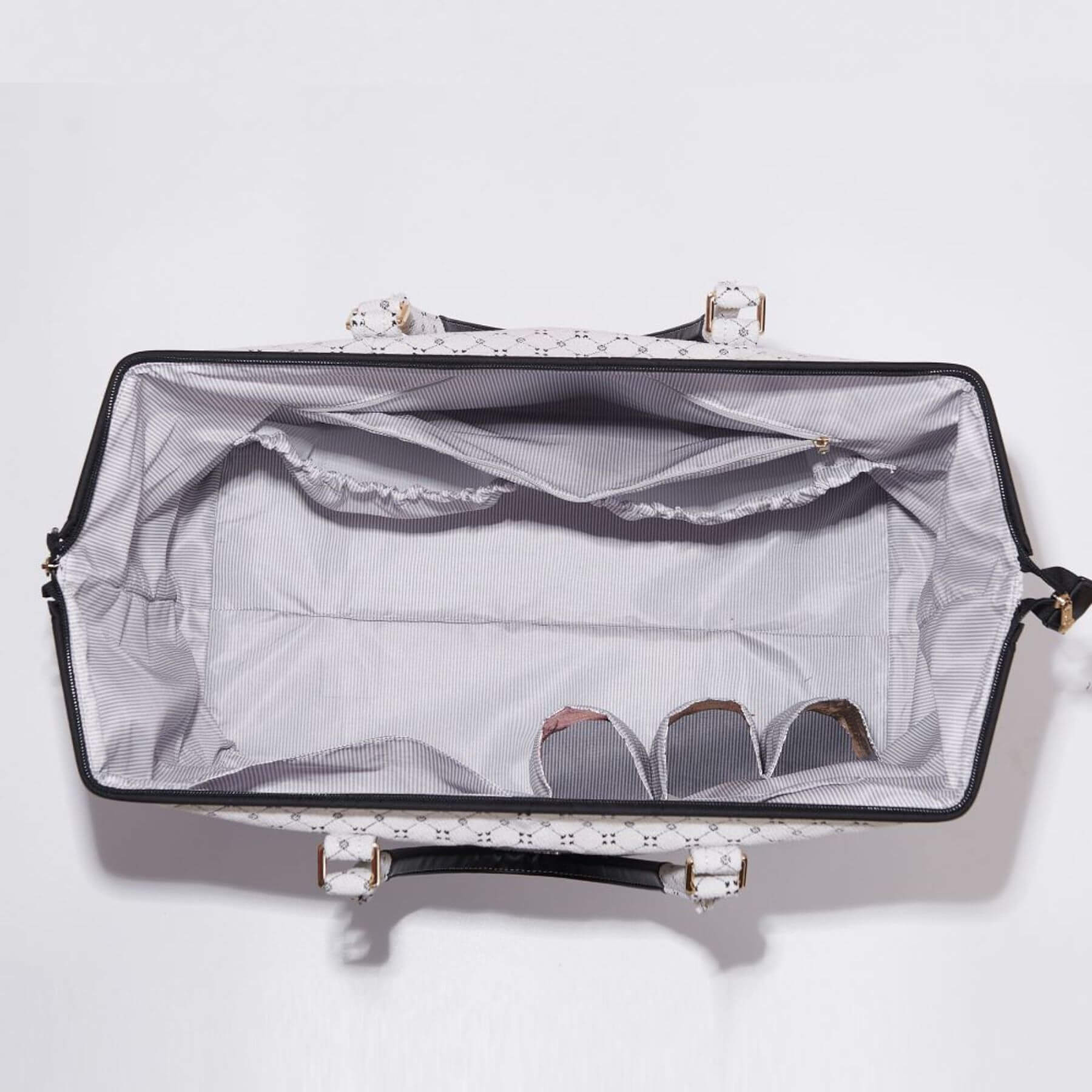 Open Sunveno Weekender Mommy Bag Travel Duffle - White on a light gray background