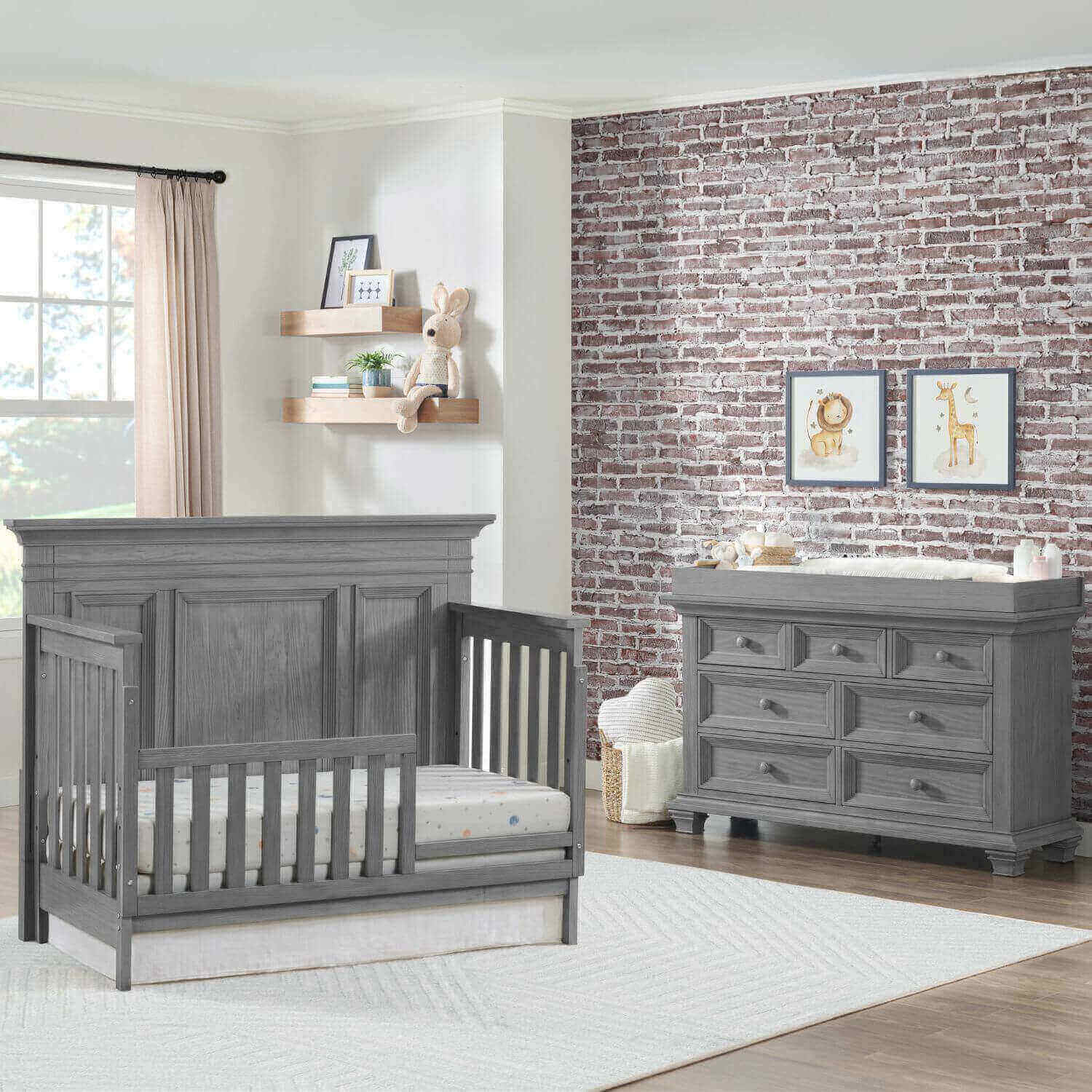 Oxford Baby Weston 4 In 1 Convertible Crib Dusk Gray