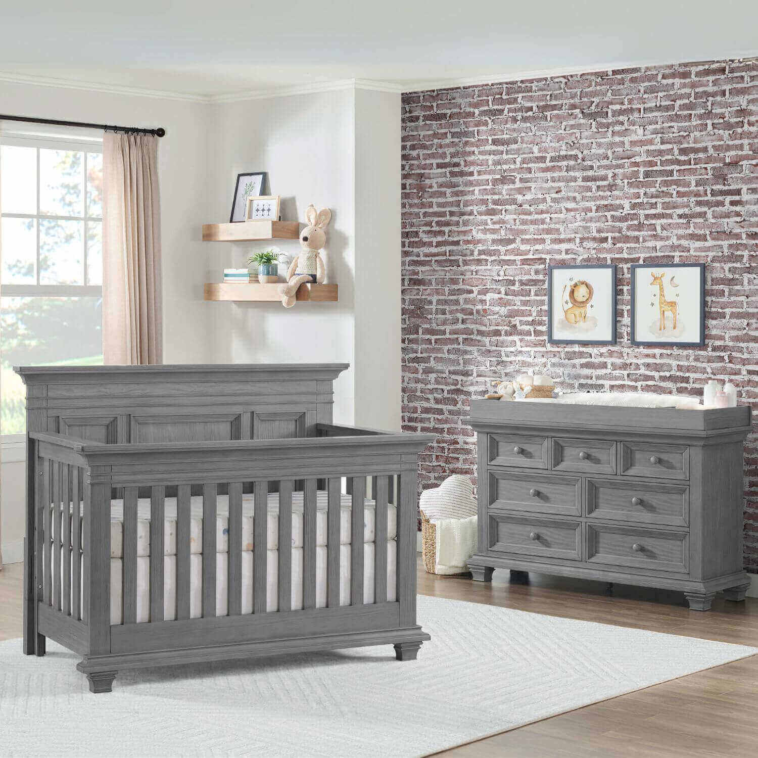 Oxford Baby Weston 4 In 1 Convertible Crib Dusk Gray