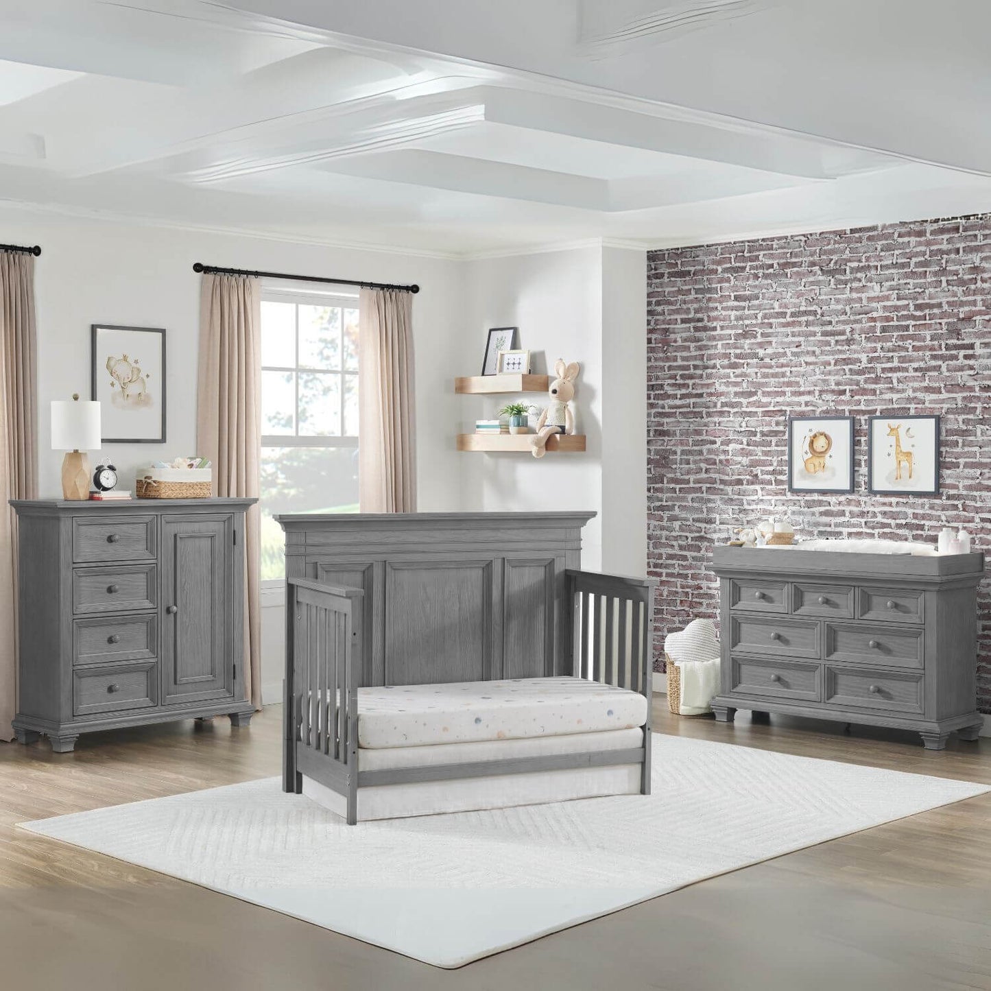 Oxford Baby Weston 4 In 1 Convertible Crib Dusk Gray