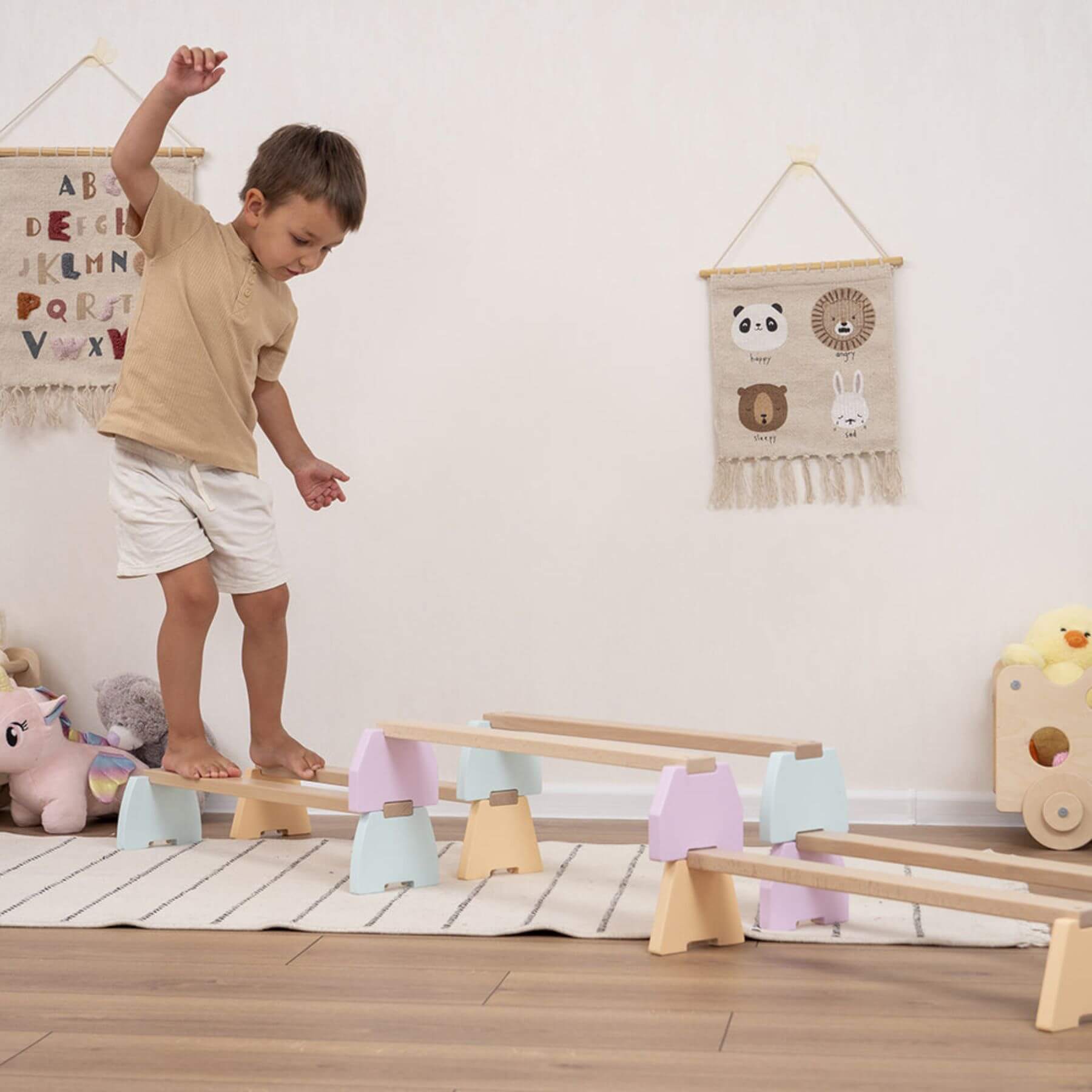 Wood and Hearts Balance Beam Set