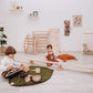 Boys Playing next to Wood and Hearts Balance Beam Straight