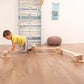 Boy Playing on Wood and Hearts Balance Beam Zigzag