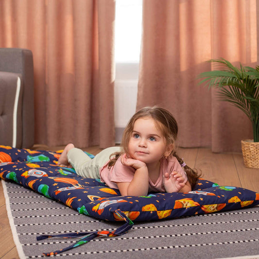 Girl Lying on Wood and Hearts Climbing Arch Cushion - Open Space