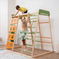 Kids Playing on Wood and Hearts Climbing Playground