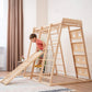 Boy Playing on Wood and Hearts Climbing Playground