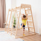Boy Climbing on Wood and Hearts Climbing Playground