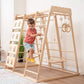 Boy Playing on Wood and Hearts Climbing Playground