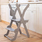 Wood and Hearts Foldable Kitchen Tower in Gray
