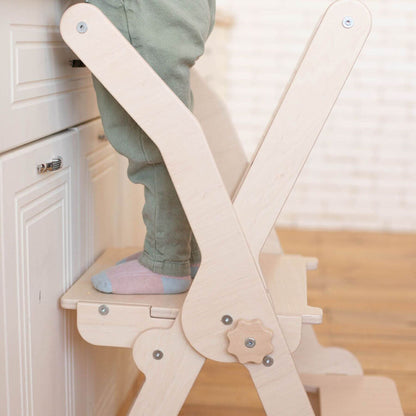 Detail of Wood and Hearts Foldable Kitchen Tower in Natural Wood