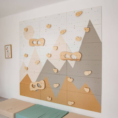 Wood and Hearts Indoor Climbing Wall on a white wall