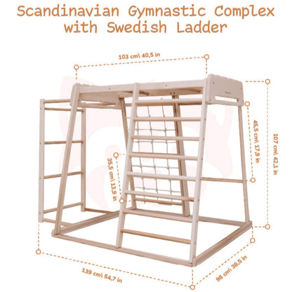 Wood and Hearts Indoor Jungle Gym - Trapeze + Ladder