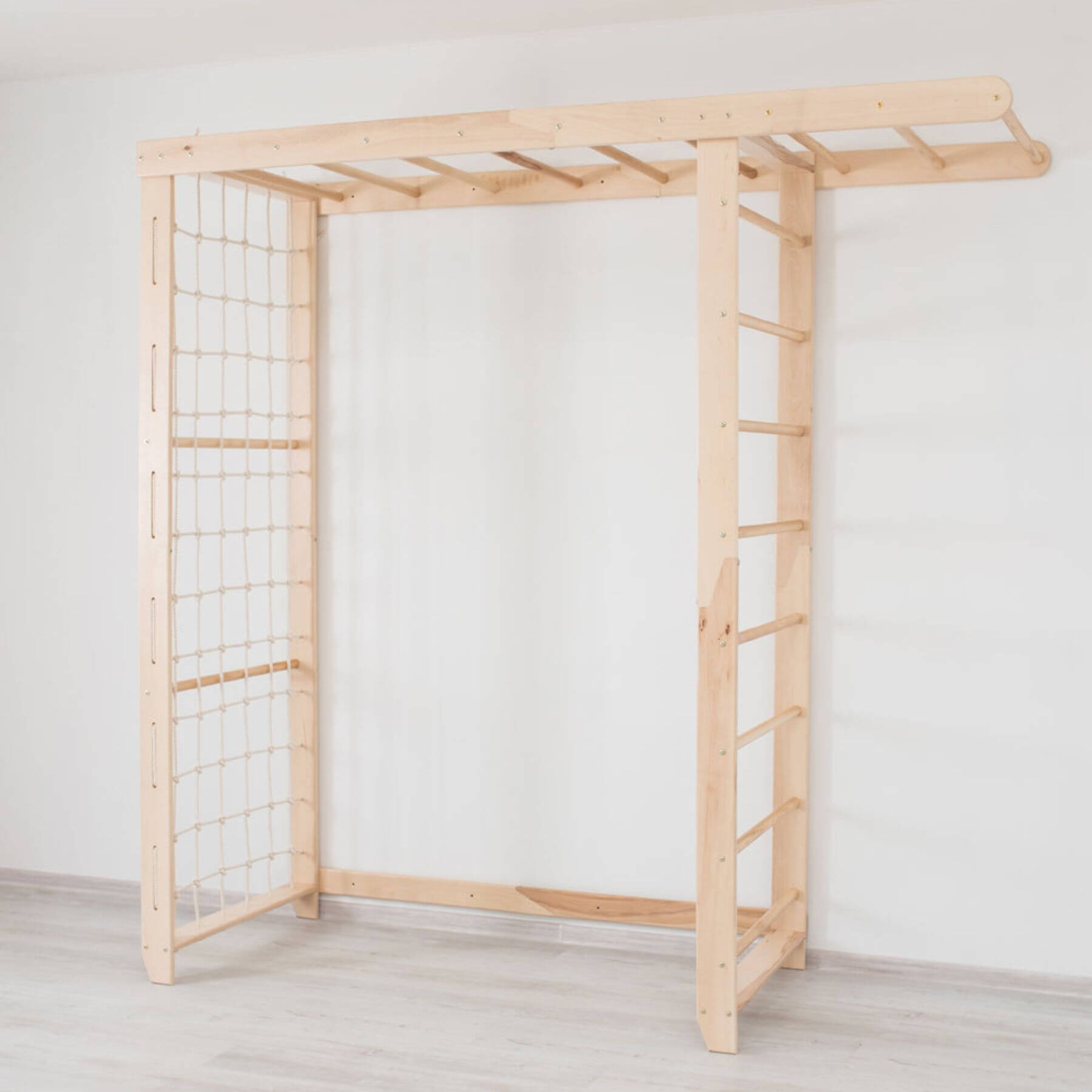 Wood and Hearts Indoor Monkey Bars - Natural in a playroom